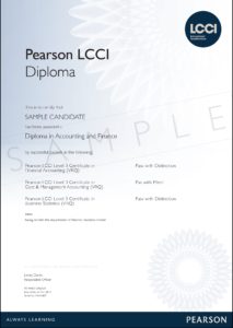 level lcci certificate pearson diploma accounting preparatory finance course bmc specimen